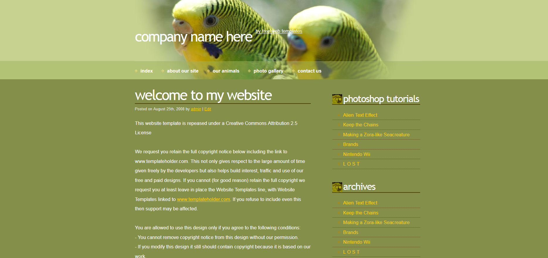 Шаблон сайта Животные №270